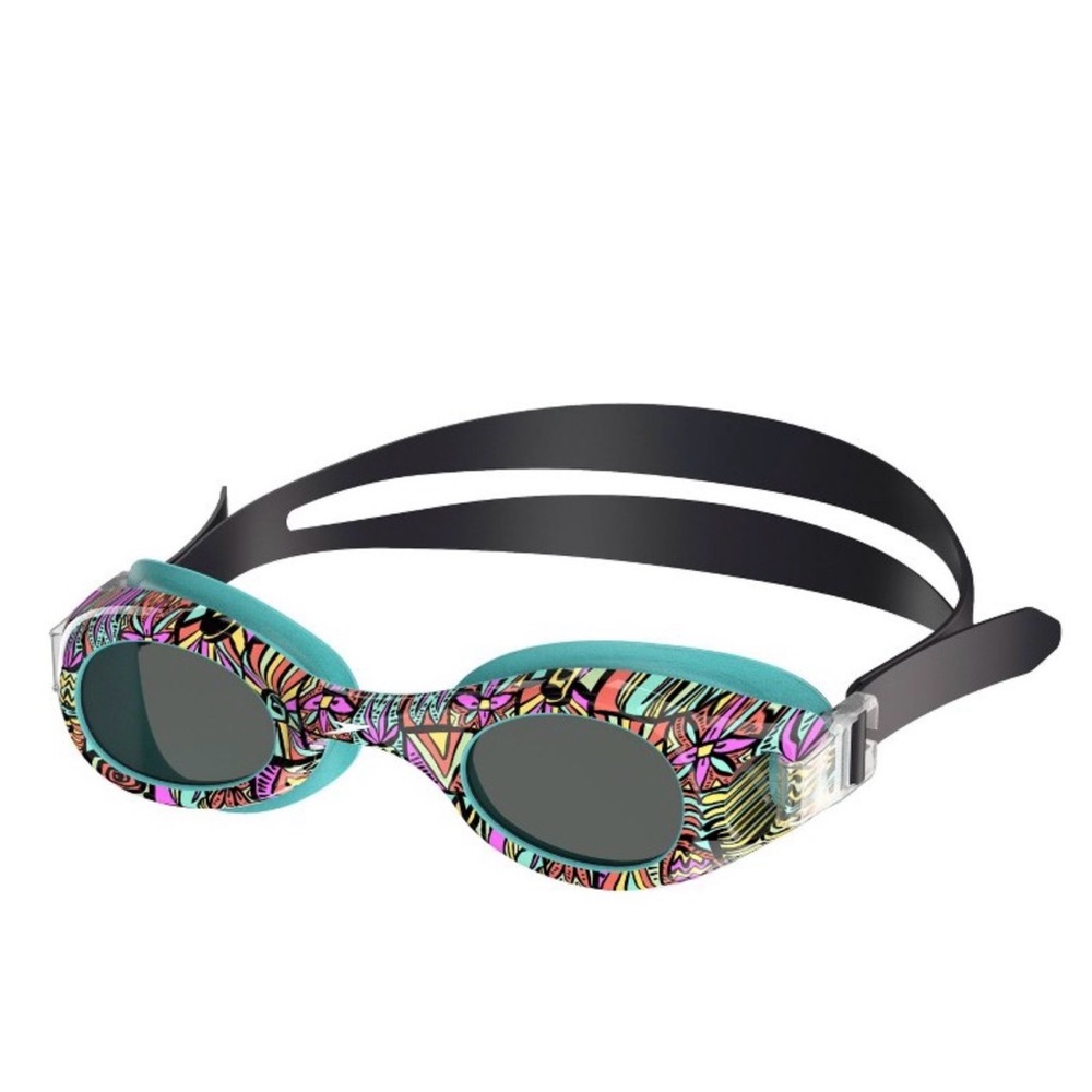 SPEEDO Kids' Gilde Printed Swim Goggles - Black Multicolor. Age 3-6. Anti-fog.